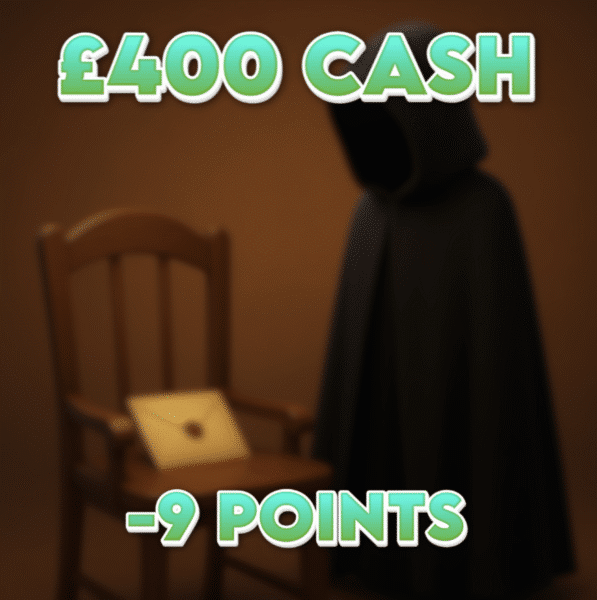 Shield Lost | £400.00 Cash | -9 Points