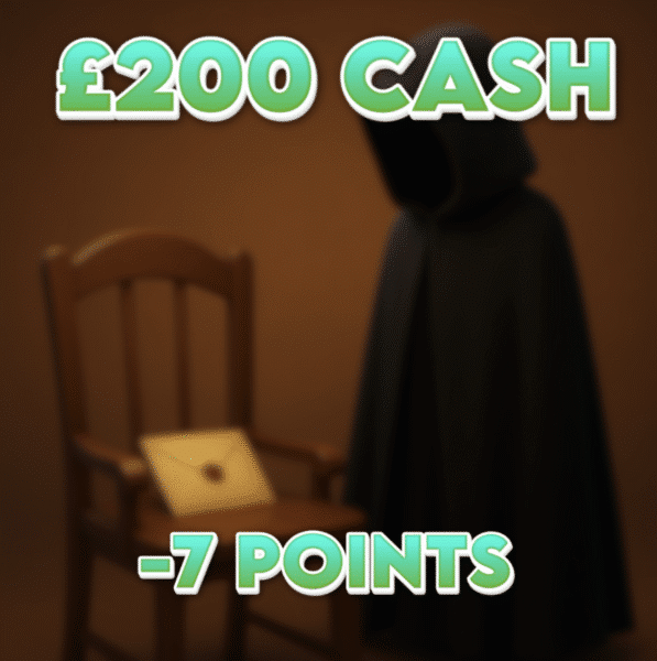 Mission Failed | £200.00 Cash | -7 Points