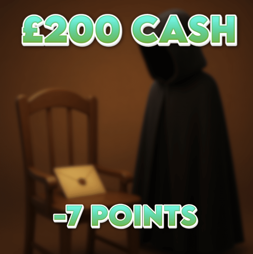 Mission Failed | £200.00 Cash | -7 Points