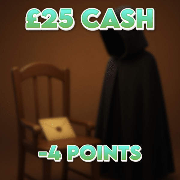 Reward Slipped Away | £25.00 Cash | -4 Points