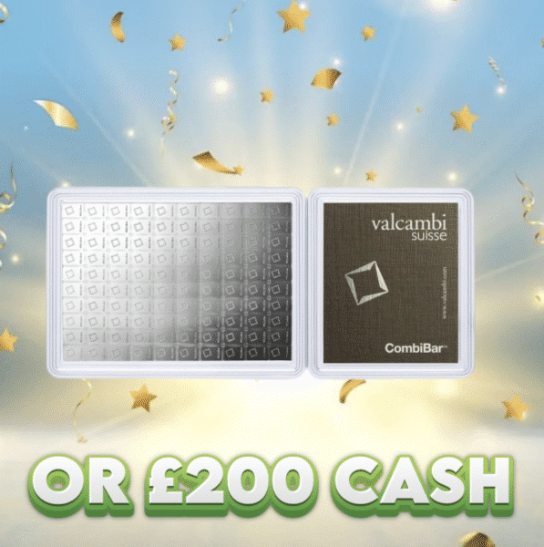 100 x 1g Silver Bar CombiBar OR £200 Cash