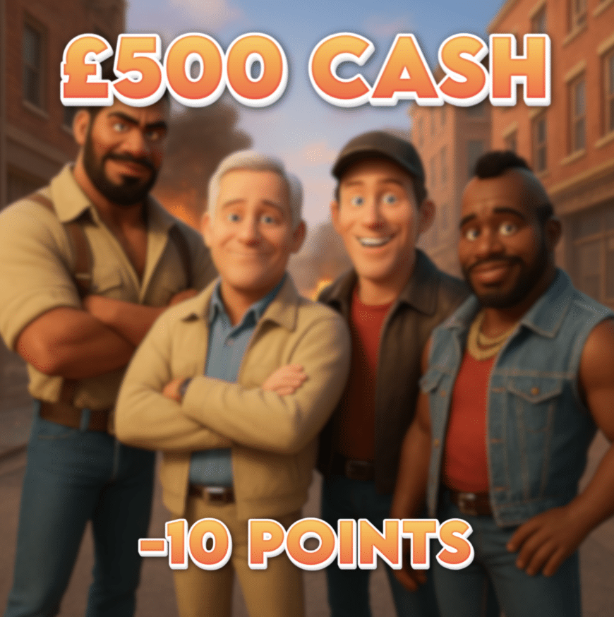 Play Goes Sideways | £500.00 Cash | -10 Points