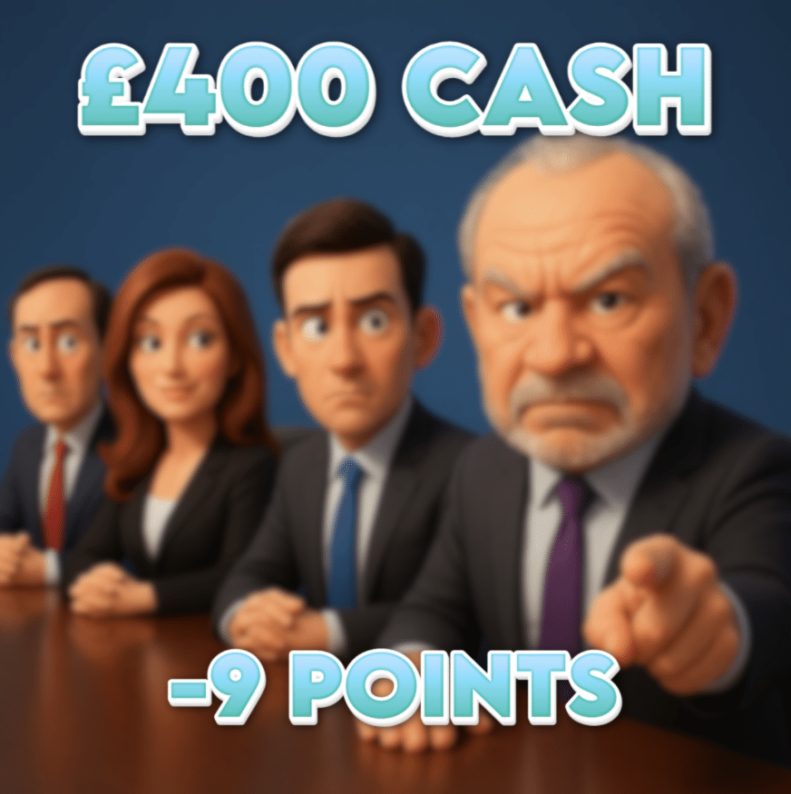 Pitch Disaster | £400.00 Cash | -9 Points