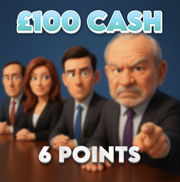 You Saved the Task | £100.00 Cash | 6 Points