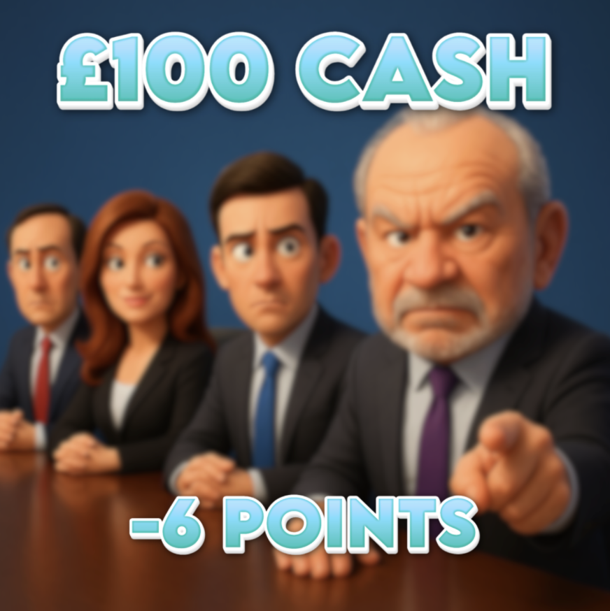 Boardroom Blame Game | £100.00 Cash | -6 Points