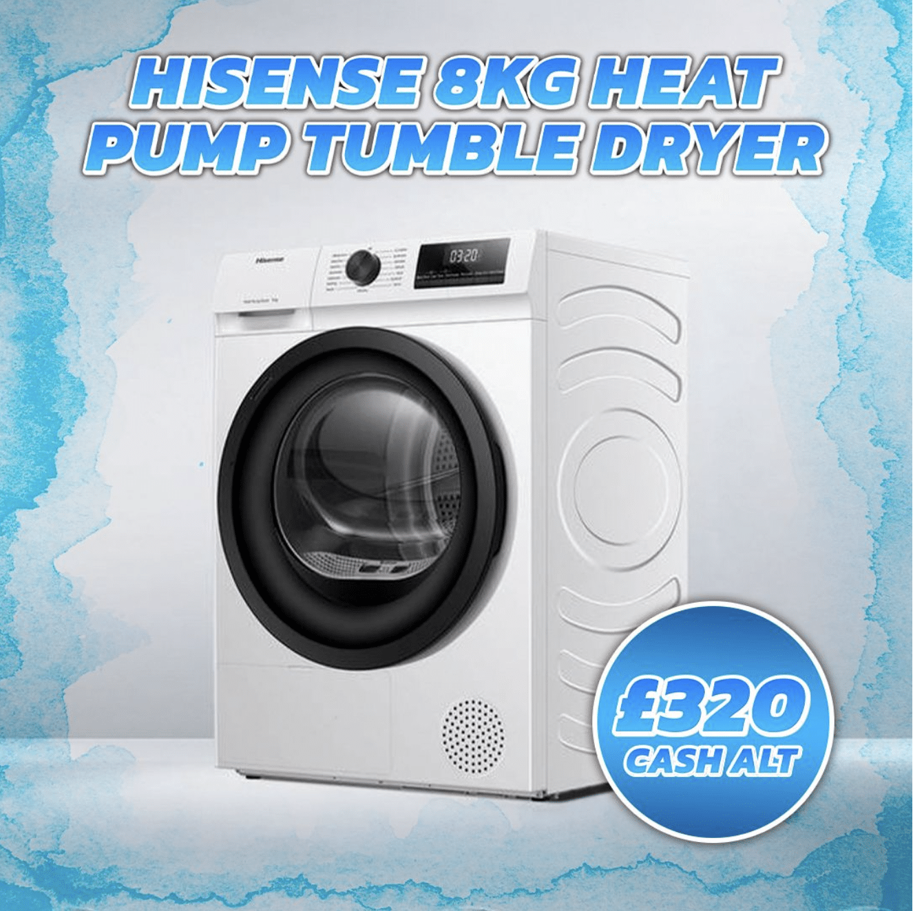 Hisense 8KG Heat Pump Tumble Dryer OR £320