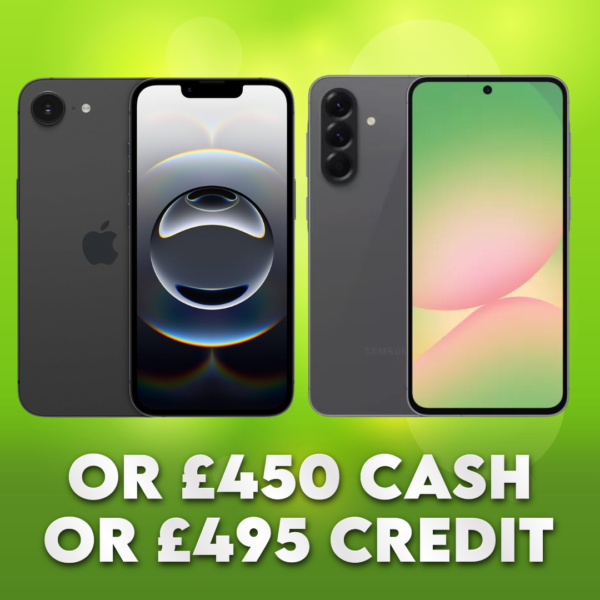 iPhone 16e 128GB OR Samsung A56 256GB (Black) OR £450