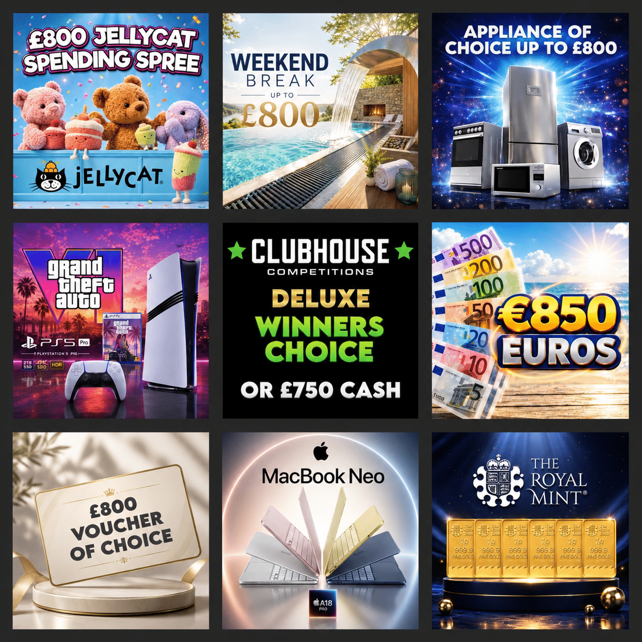 DELUXE Winners Choice OR £750 Cash
