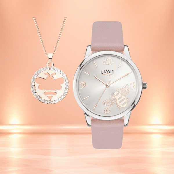 Limit Ladies Faux Leather Gift Set with Bee Pendant Watch Or £16