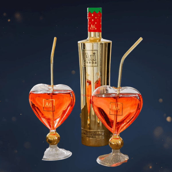 Au Vodka 70cl & Au Heart Glass Bundle Or £40